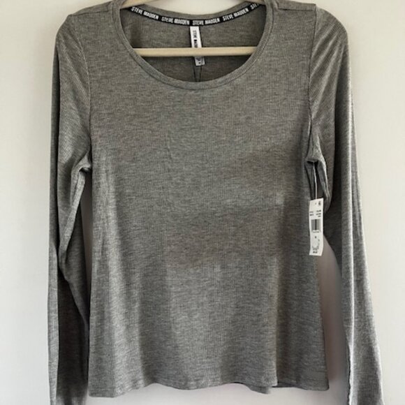 Steve Madden Damen Ribbed Long-sleeve Schlaf-T-Shirt – Bequemes Nachthemd Aus Viskose/Spandex
